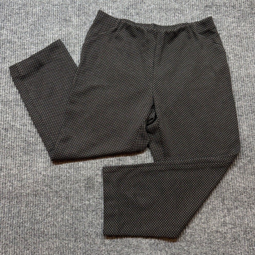 J. Jill Ponte Slim Leg Pants Womens M Black Diamond Print Pull On Stretch